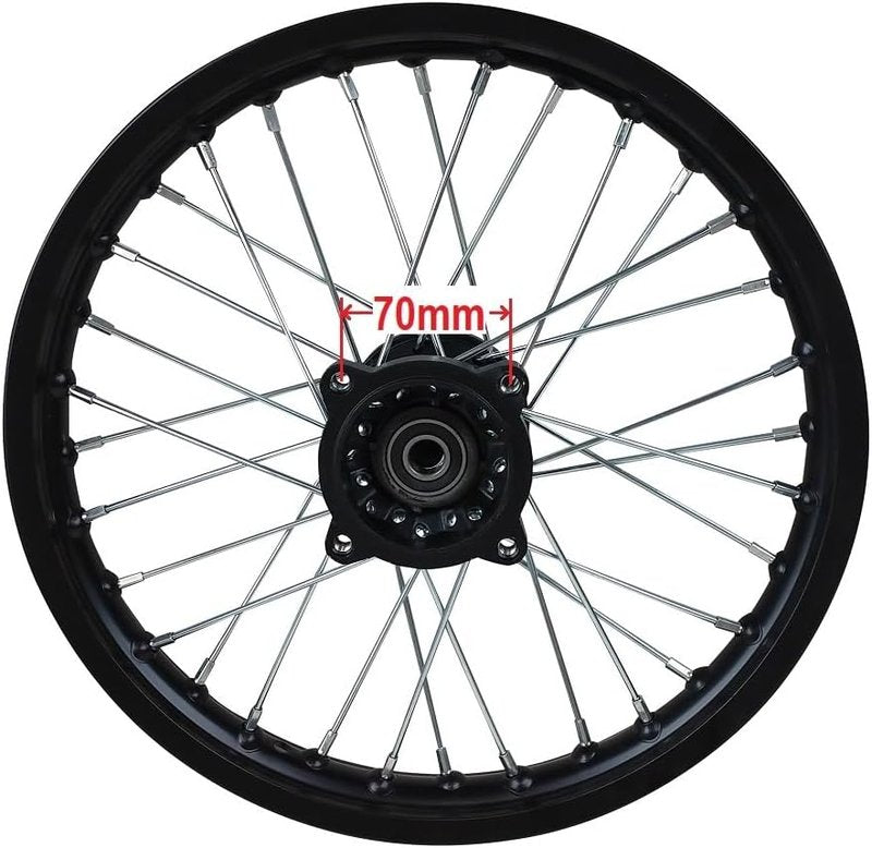 RedCap 14-Inch Front Rim Wheel Assembly for Disc Brake Dirt Pit Bikes - Fits Apollo, SSR, TaoTao, Coolster, Kayo, Stomp, Lifan, YX, IMR, Atomik, Thumpstar