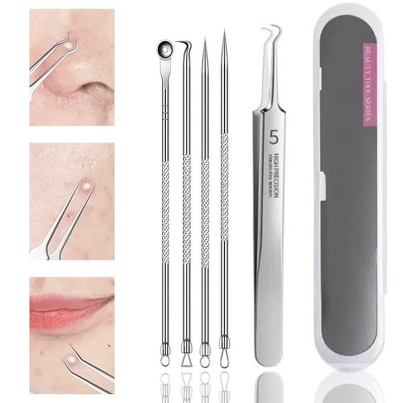 Usiveinborn Blackhead Remover, Usiveinborn Tweezers, Professional Facial Blackhead Remover Tweezers, Stainless Steel Blackhead Comedone Extractor Removal Tool for Blemish, Whitehead Popping (Set B)