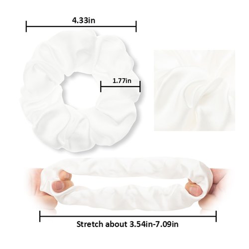 MurierSilk Mulberry Silk Hair Scrunchies and Ponytail Holders - 100% Pure Silk Hair Ties for Women and Girls, Elastic Silk Hair Accessories to Prevent Frizz and Breakage (Ivory)