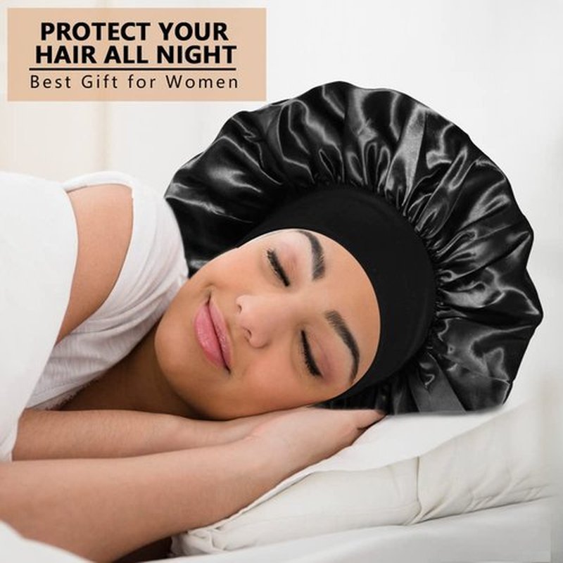 3PCS Extra Large Satin Bonnets for Sleeping, Hair Bonnets for Black Women Braids Curly Hair, F