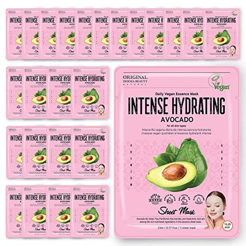 Innerest Original Derma Beauty Collagen Face Masks 24 PK Soothing & Calming Lavender Face Mask Skin Care Sheet Masks Set for Beauty & Personal Care Korean Face Mask