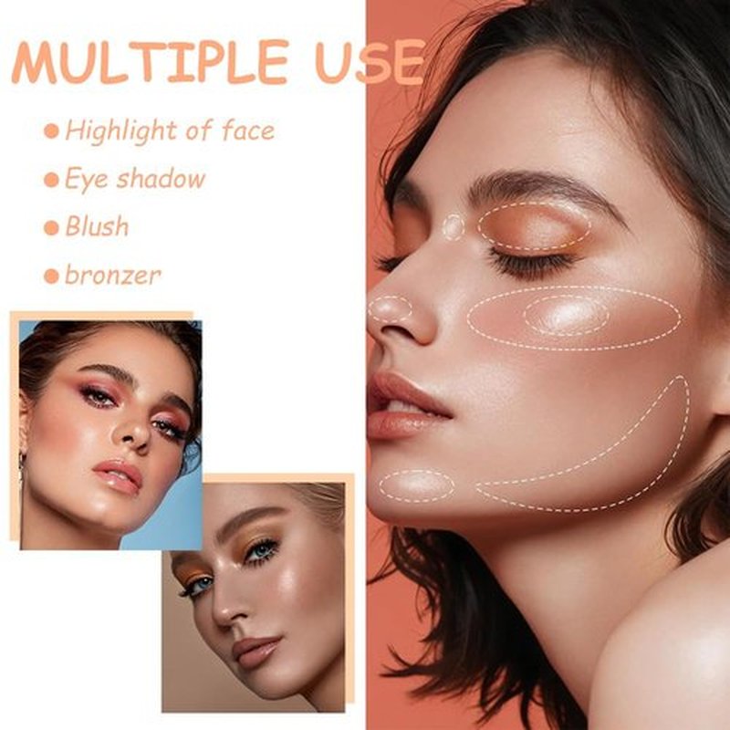 Aaiffey 8 Colors Nude Eyeshadow Palette,Gold Glitter Eye Shadow Blendable Cream Eyeshadow For Eye Highlighter Pink Makeup Shade Soft Powder,Highly Pigmented,Long Lasting (#02)