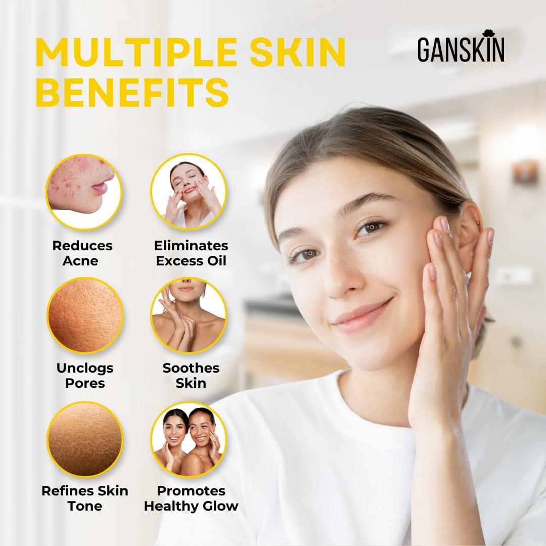 Ganskin Sulfur Soap – Sulfur Face & Body Wash – Sulphur Exfoliating Facial Cleanser Absorbs Excess Oil, Reduces the Look of Breakouts & Cleanses Skin – Natural Oily & Blemish-Prone Skin Care