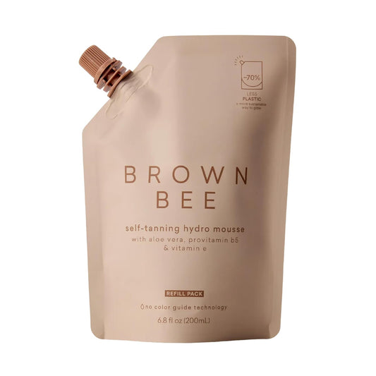 Brown Bee Self Tanning Mousse Refill - Fast-Drying Organic DHA Tanning Foam, 200ml | Almond Scent