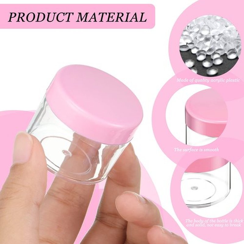 20 Pieces Round Pot Jars Plastic Cosmetic Containers Set with Lid for Liquid Creams Sample, 20 ml/ 0.7 oz (Fresh Pink Lid)