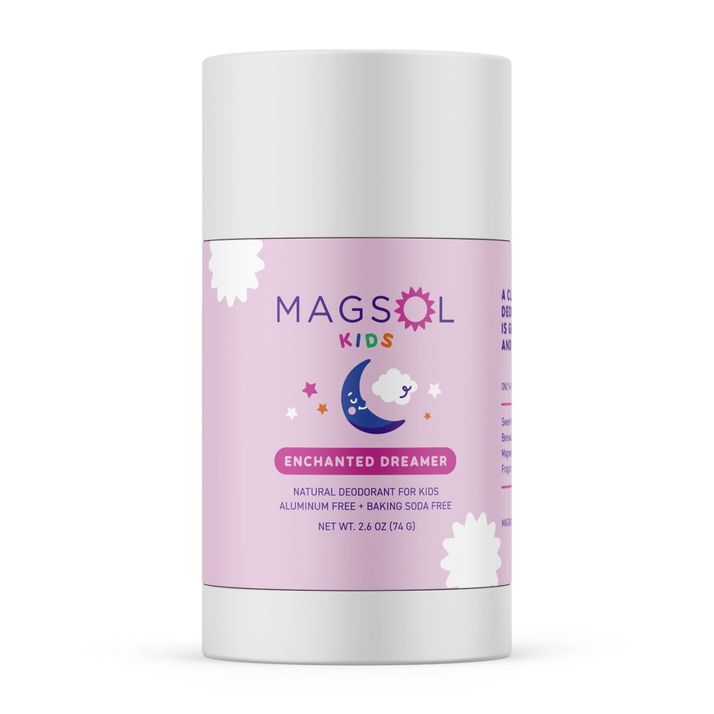 MAGSOL Natural Deodorant for Kids and Teens, Aluminum Free, Baking Soda Free, Magnesium Deodorant for Girls, Gentle for Sensitive Skin, Long Lasting Odor Protection, Enchanted Dreamer 2.6 oz