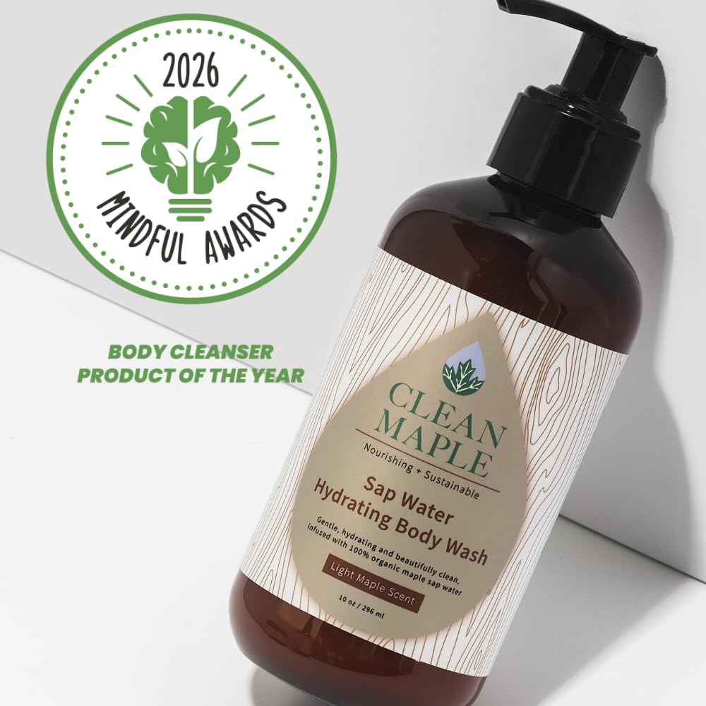Clean Maple Sap Water Hydrating Body Wash, Light Maple Scent, Nourishing and Sustainable, 10 oz