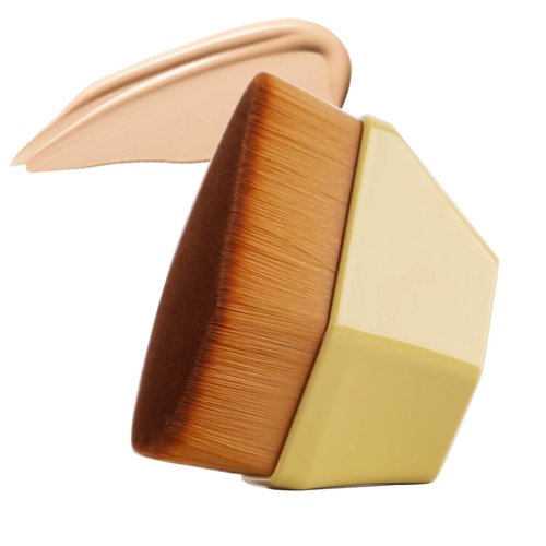 Foundation Brush, Daubigny Iron Type Makeup Brush for Face Blush Liquid Powder Foundation Brush for Blending Liquid, Cream or Flawless Powder Cosmetics with Protective Case Yellow)