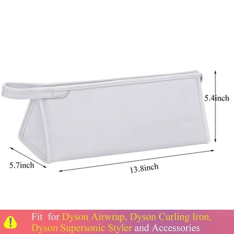 BAGCRAZY Leather Travel Case Travel Case Compatible with Dyson Airwrap Styler, Portable Waterproof Dyson Airwrap Travel Case, Airwrap Organizer Bag for Shark FlexStyle Attachments Storage, White
