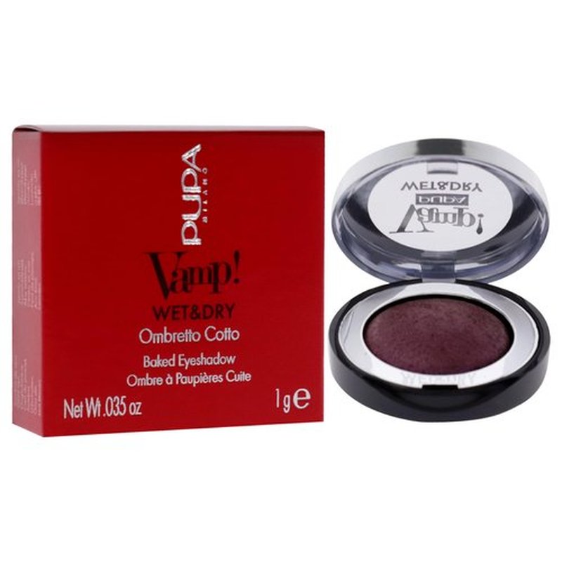 Pupa Milano Vamp! Wet And Dry Baked Eyeshadow - Brilliant And Highly Pigmented Colors - Light And Creamy Makeup Formula - Professional Quality Shimmer Powder Eye Shadows - 205 Hot Violet - 0.035 Oz