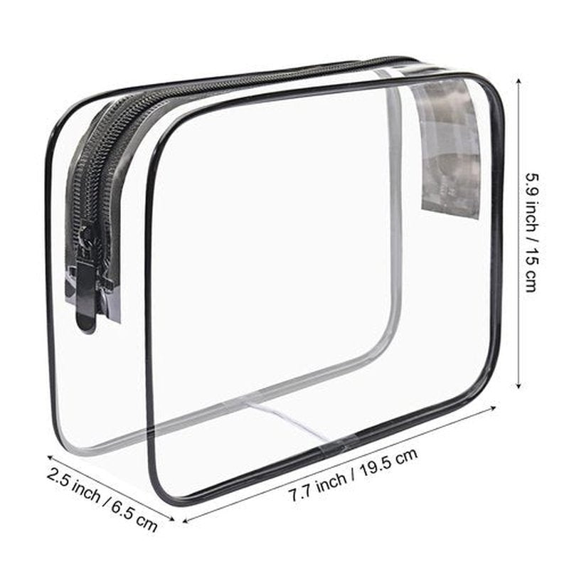 Lermende 2pcs Clear Toiletry Bag for Traveling, TSA Approved Travel Toiletry Bag, Carry On Airport Airline Compliant Bag Quart Sized Clear Makeup Bags for Travel (No-SC-Black)