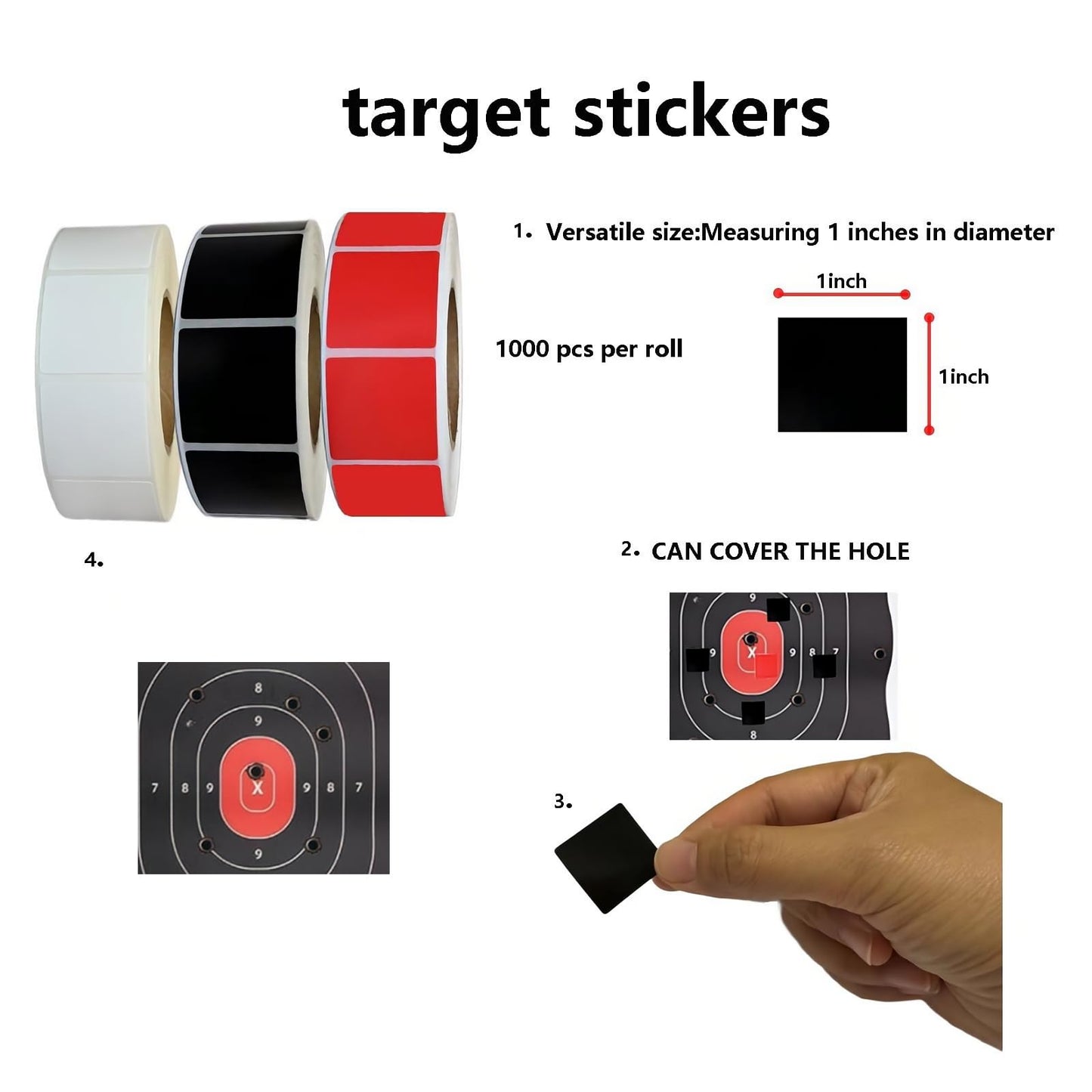 Chardime Target Stickers and Pasters for Shooting Practice - Target Pasters 1 inch 2 Rolls 2000 Pieces | Adhesive Markers for Shooting Range Targets（White）