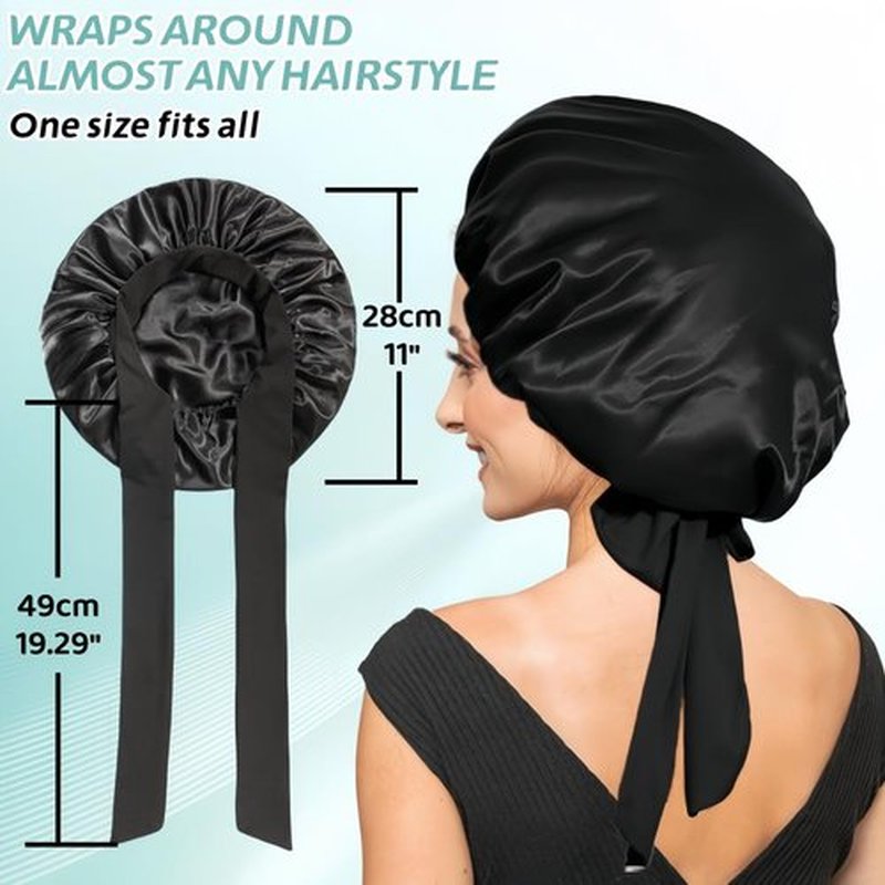 VECIIR Satin Bonnet Silk Bonnet for Sleeping Women, Ajustable hair Bonnet for Curly Hair With Tie Band