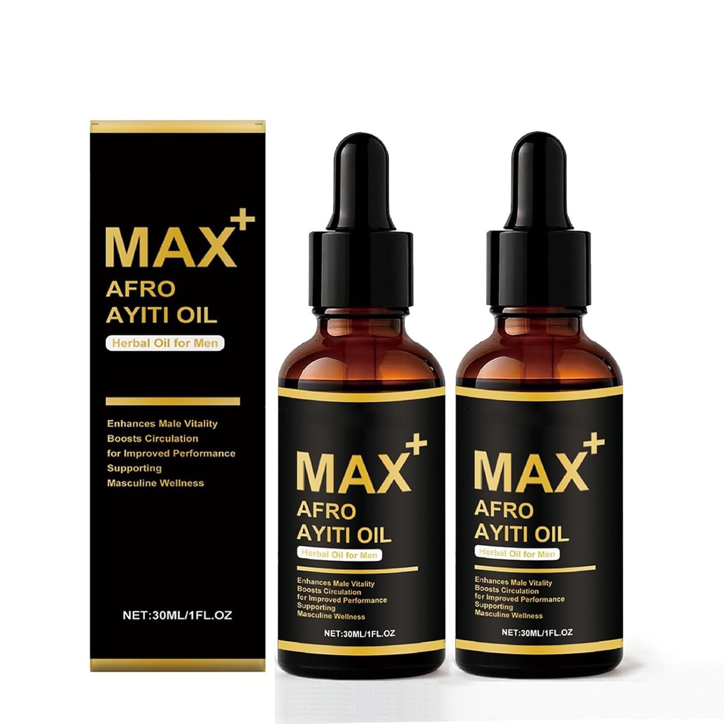 Max+ Afro Ayiti Oil for Men, Natural Herbal Oil, 2PC