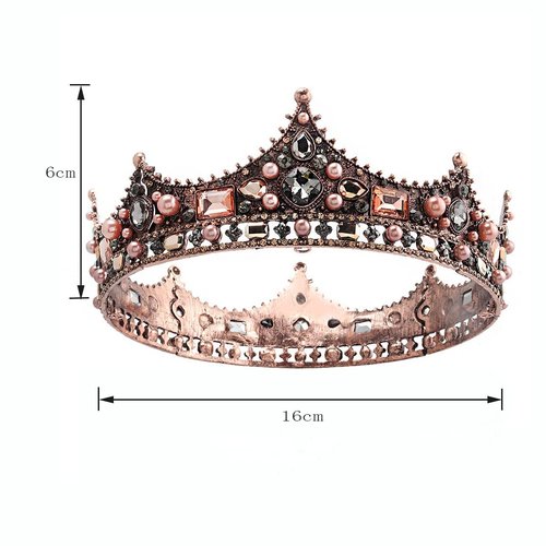 Yovic Baroque Wedding Crowns Rhinestone Bridal Crown and Tiara Crystal Bride Crown Prom Costume Party Hair Accessories for Women and Girls (Gold-2)