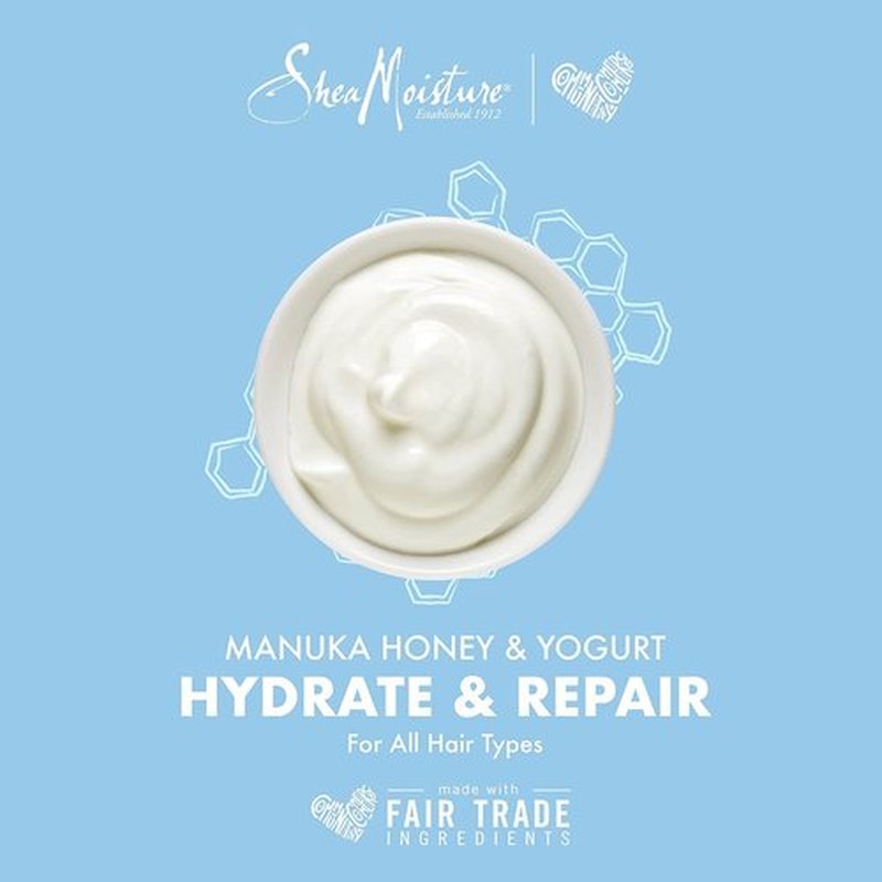 SheaMoisture Hair Mask - Manuka Honey & Yogurt, Hydrate + Repair Protein Power Treatment, Hair Treatment for Dry, Damaged Hair Care with Organic Shea Butter & Castor Oil for Hair, 8 Oz (Pack of 2)