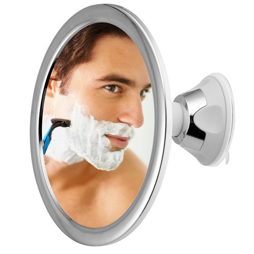 Shower Mirror Fogless with Suction Cups, 360° Rotatable, Anti Fog Bathroom Mirror for Shaving, Make-up, Showering, Bathroom Accessories, Silver