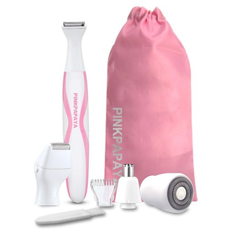 Pinkpapaya Electric Bikini Trimmer for Women,4 in 1 Electric Shaver for Women, Pubic Hair Trimmer and Facial Hair Remover Removal,Face Razors & Nose Hair Trimmer,Women's Grooming Kit,Peach/qby7