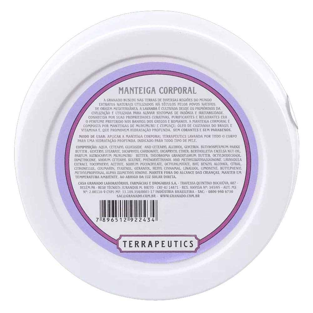 Granado - Linha Terrapeutics - Manteiga Corporal Hidratacao Profunda Lavanda 200 Gr - (Terrapeutics Collection - Lavender Deep Moiturizing Body Butter Net 7.05 Oz)