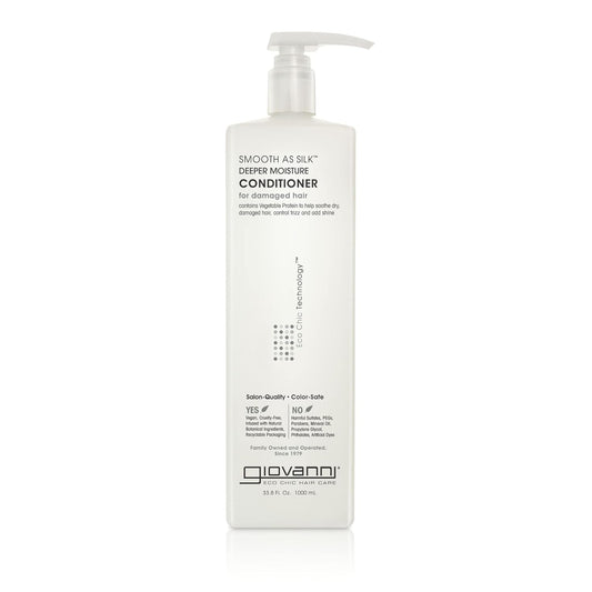 GIOVANNI Smooth As Silk Deeper Moisture Conditioner - Calms Frizz, Adds Moisture, Detangles, Wash & Go, Co Wash, Infused with Natural Botanical Ingredients, Color Safe, Sulfate Free - 8.5 oz (3 Pack)