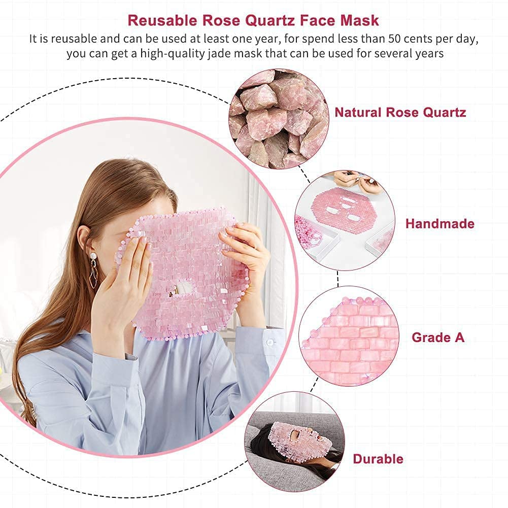 ideayard Jade Mask, Amethyst Crystal Face Cold Mask for Headache/Migraine Relief Mask, Weight Compress Mask Cover Eye for Puffy Eyes, Tension, Sinus & Stress Relie Relax Skin Care Spa