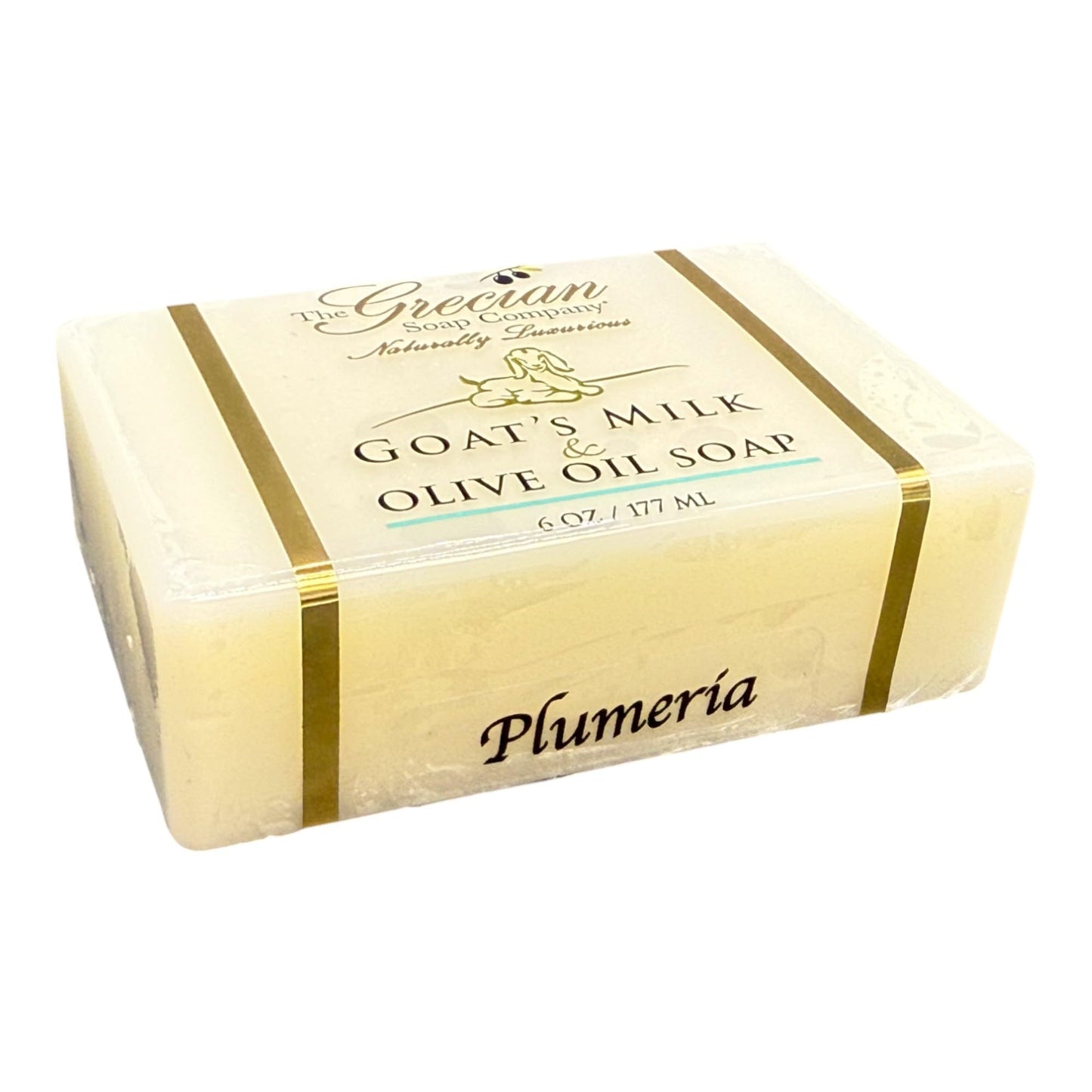 Grecian Goats Milk & Olive Oil Soap Bar 3-pack Plumeria Scent: Handmade, All-Natural, Soap for Dry & Sensitive Skin, Anti-Aging, pH-Balanced, RSPO Sustainable - 4oz Bar