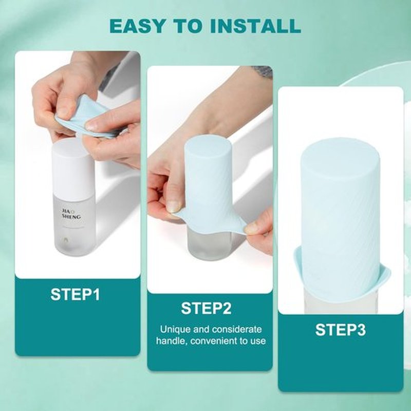 Mrsdry 8 Pack Silicone Bottle Covers, Travel Leak Locks, Elastic Sleeves for Leak Proofing Travel, Travel Size Container Silicone Sleeves, Travel Accessories for Shampoo Body Wash Skincare Bottles