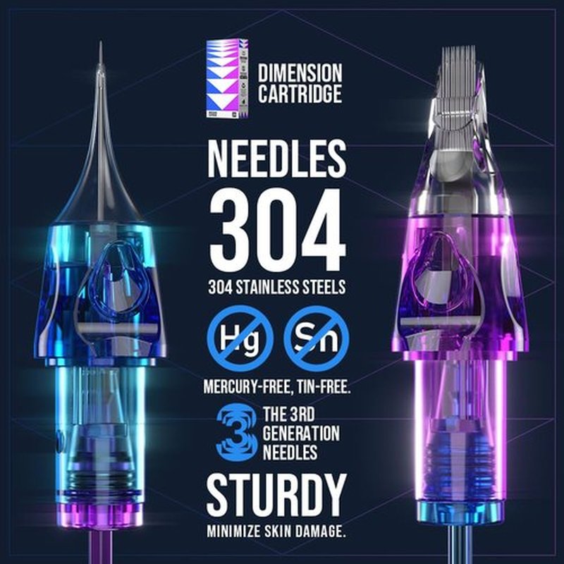 CNC Tattoo Cartridge Needles 20Pcs #12(11RS) Standard 0.35mm Round Shader M-Taper Disposable Cartridges with Membrane EN04C-20-1211RS-M