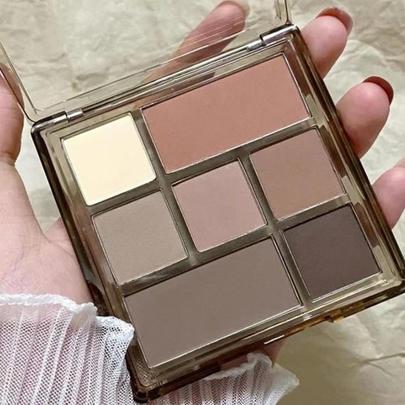 DOUKLLT Professional Makeup Eyeshadow Pallet Kit, All About Colorful Matte Shimmers Eye Makeup Palette, Natural Make Up Eye Shadows Cosmetics Gift Smokey Pallet Set, Safe for Sensitive Eyes (7-color)