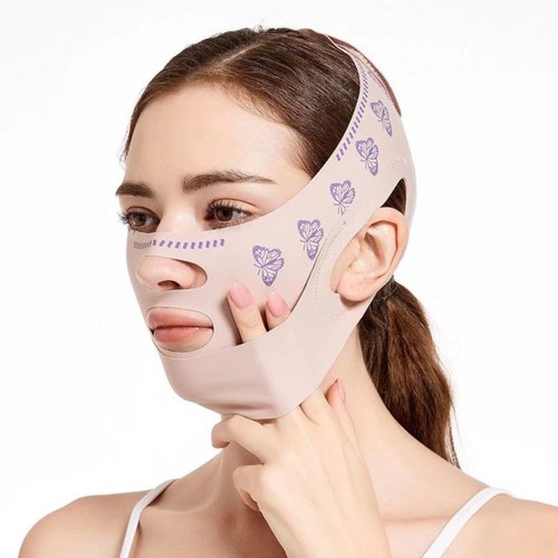 MZLUWM Beauty Face Sculpting Sleep Mask, Double Chin Reducer,V Shaped Slimming Face Mask, Reusable Facial Shaped UP Lift Mask- Anti-Aging and Anti-Wrinkle Band (Pink B)
