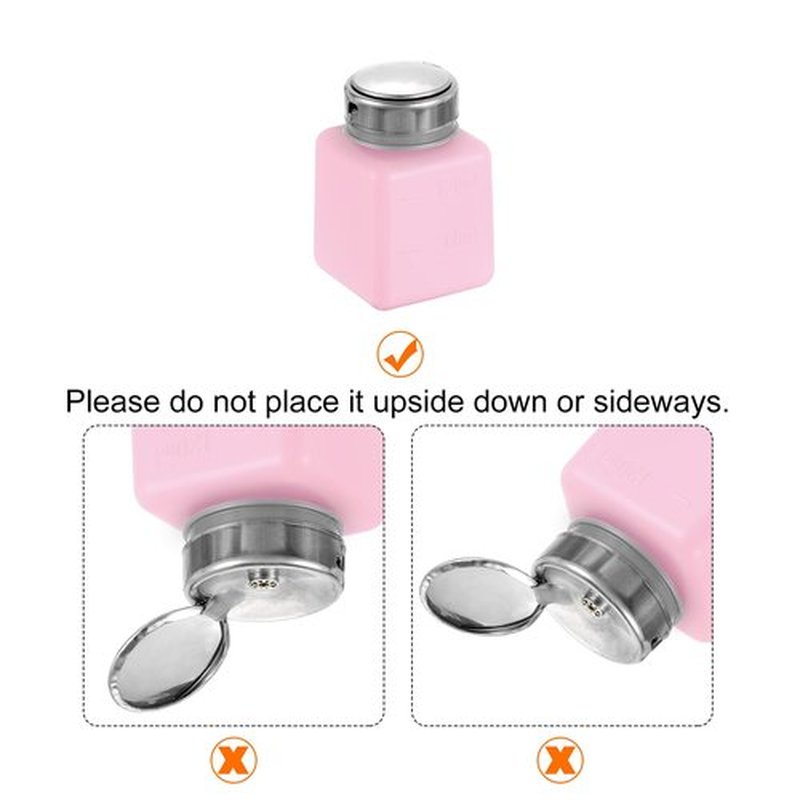 HARFINGTON 2pcs Solvent Alcohol Dispenser 120ml(4oz) Nail Polish Remover Push Down Liquid Dispenser Pump Bottle with Stainless Steel Press Head for Acetone Cleanser Polish Remover, Red