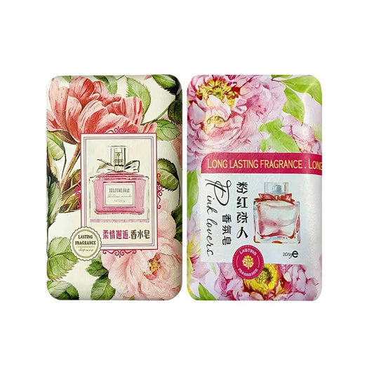 DR.EMMET Classic Perfume Soap Bar - Luxury Scented Soap with Shea Butter & Coconut Oil, Lingering Fragrance, Gentle Cleansing-200g,Pack of 2 (Pink Lover & Tender Encounter)