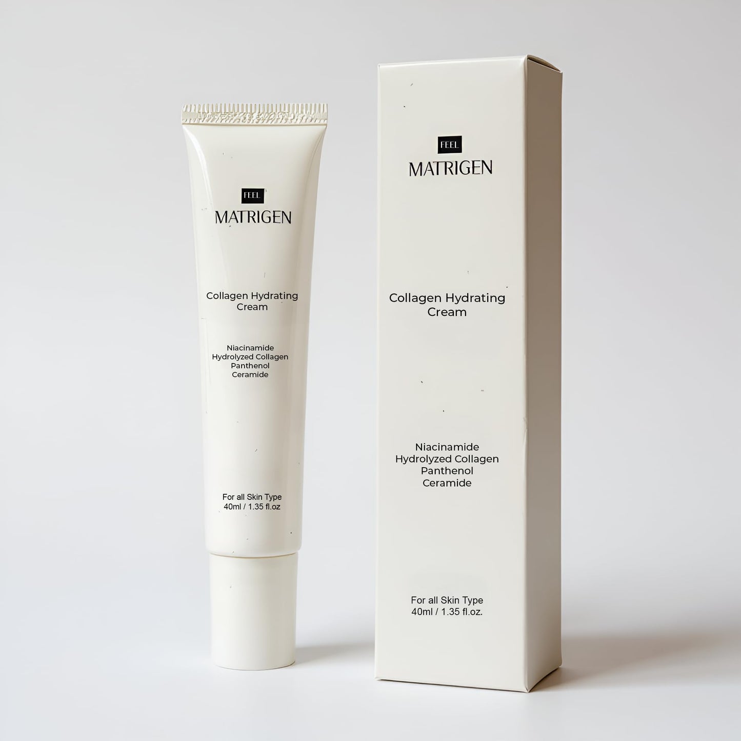 FEEL MATRIGEN Collagen Hydrating Cream with Niacinamide, Hydrolyzed Collagen, Panthenol & Ceramide – Deep Moisture, Skin Barrier Support, Firmness & Radiance, 1.35 fl. oz