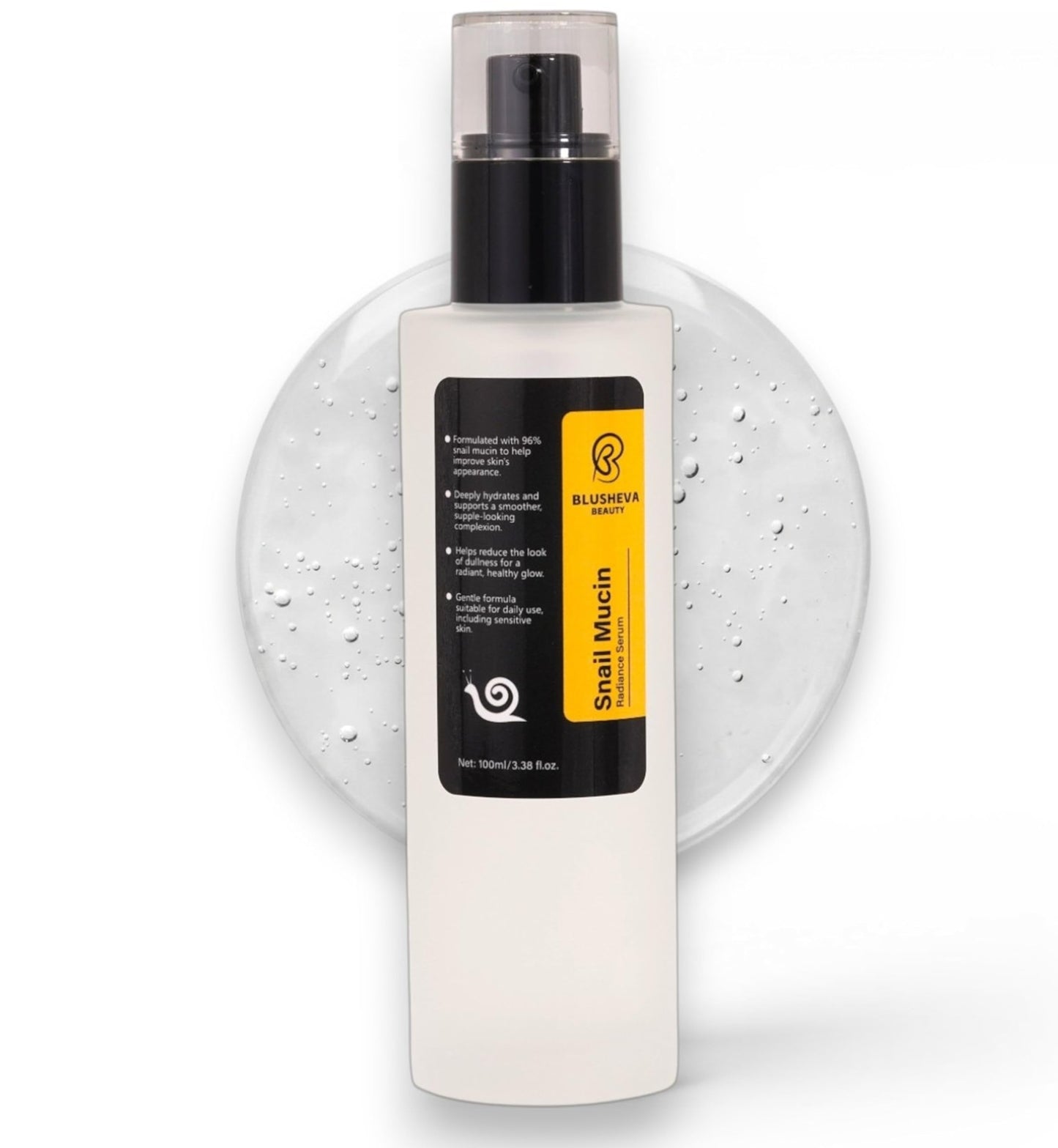 Blusheva Beauty Snail Mucin Radiance Serum 96% Snail Filtrate Hydrating & Anti-Aging Face Serum for Fine Lines, Dark Spots & Smooth Skin 100ml