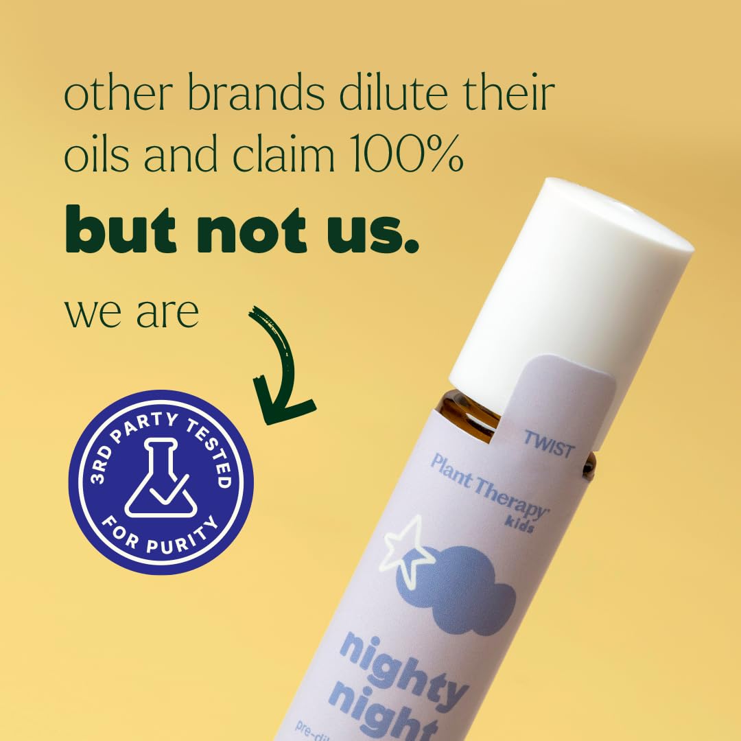 Plant Therapy Kids Nighty Night Essential Oil Blend for Sleep, 10 mL (1/3 oz), Pre-Diluted Roll-On for Convenience, Support a Restful Night's Sleep