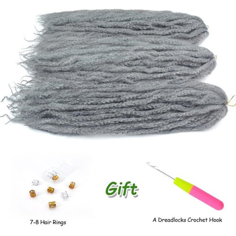 KGBFASS 24inch Dark Grey Marley Twist Braiding Hair Synthetic Long Kinky Curly Afro Marley Braids for Box Braiding Hair Faux Goddess Locs Cuabn Twists Hair Extensions 3Pcs(Dark Grey)