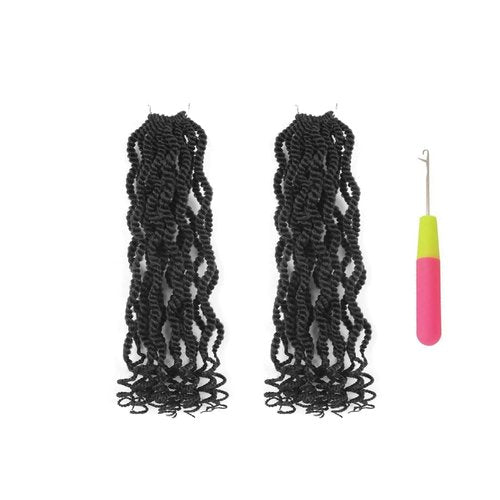 Short Crochet Hair 10 Inch 2 Packs Wavy Senegalese Twist Crochet Hair Curly Ends 2 Strand Crochet Hair Pre Looped Kinky Twist Braiding Hair (10 Inch,1B,2Packs)