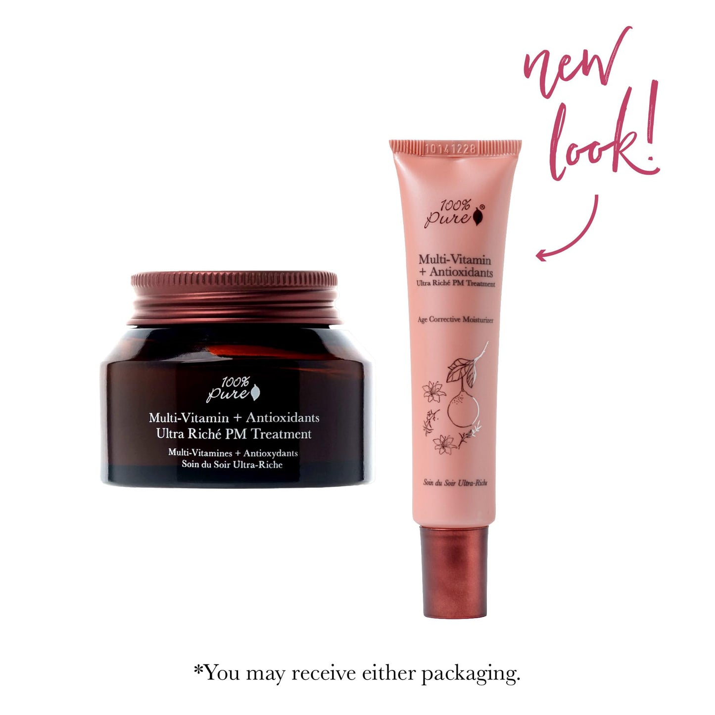 100% PURE Multi-Vitamin + Antioxidants Ultra Riche PM Treatment Skin Renewing Night Cream Vitamin C & Retinol Facial Moisturizer, Powerful Anti-Aging Moisture Replenishment - 1.5 oz
