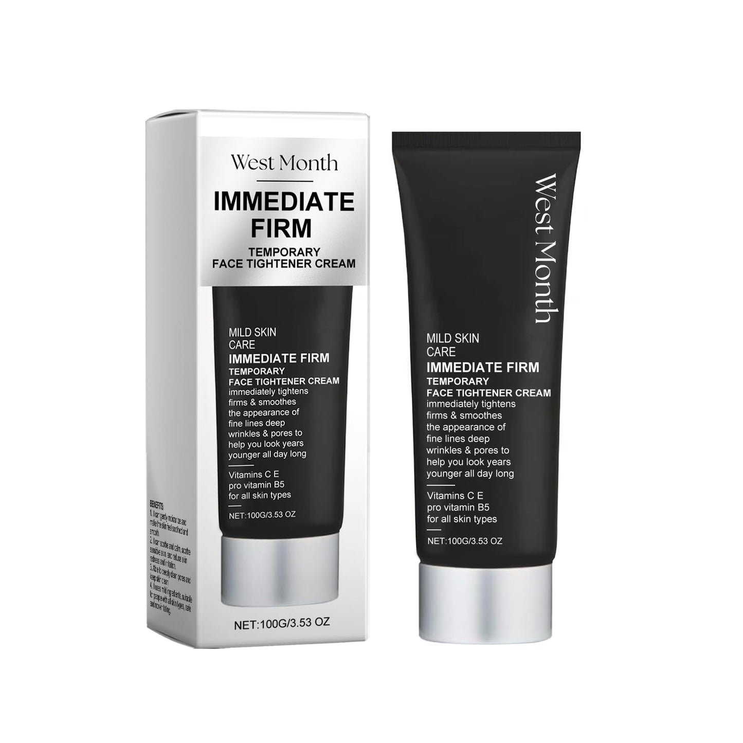 Instant Firming Face Cream, Temporary Face Tightener with Deep Moisturizing, Anti-Aging Skin Care for Fine Lines, Wrinkles, 3.53 Oz