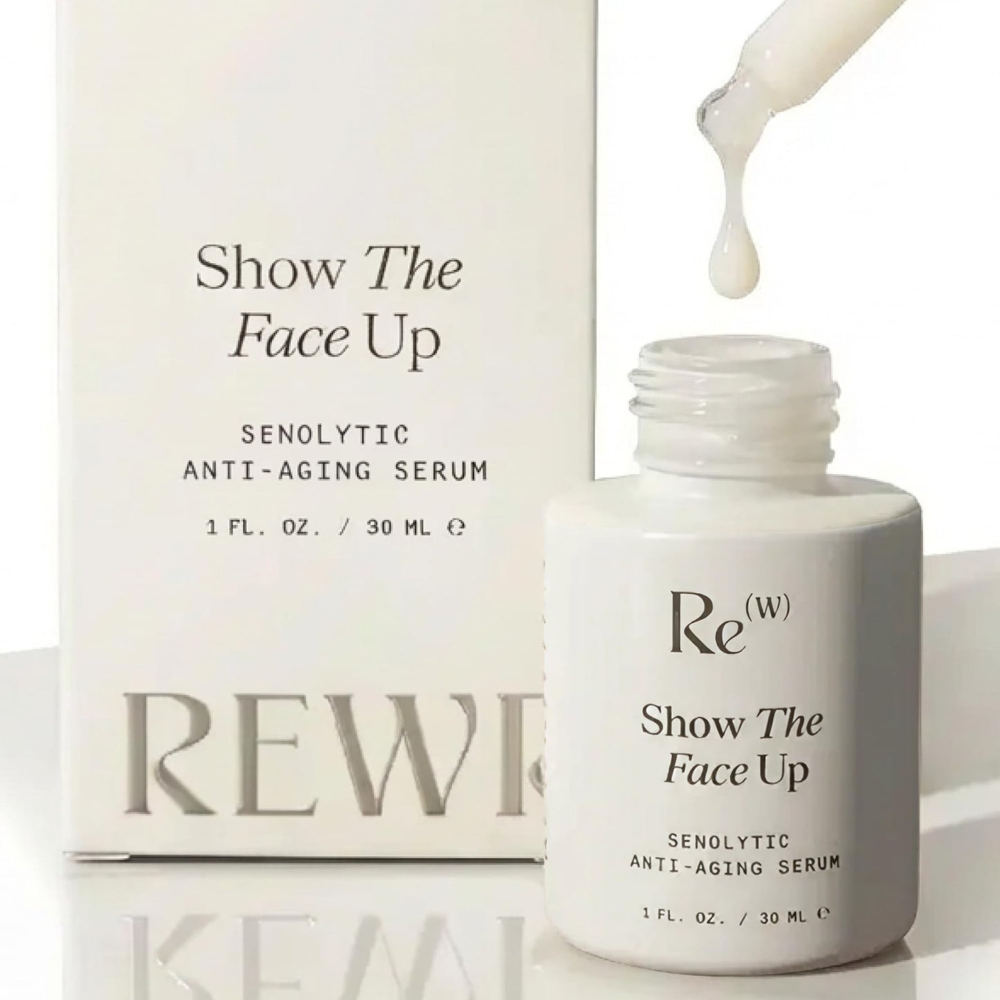 Rewritten Show The Face Up® Senolytic Anti Aging Serum, Skin Care Face Moisturizer for Aging Skin & Longevity, With Alpine Rose Active Niacinamide Vitamin C & Ferulic Acid, Night Cream Alternative,1oz