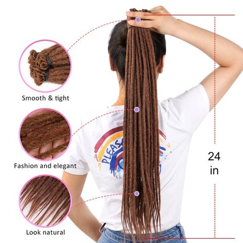 DAIRESS 24 Inch 10strands/pack Synthetic Dreadlocks Extensions Thin 0.6cm Soft Reggae Hair Hip-Hop Style Dread Extensions Long Crochet Braids For Hippie Dread locks Hair(24Inch 10strands, 30)