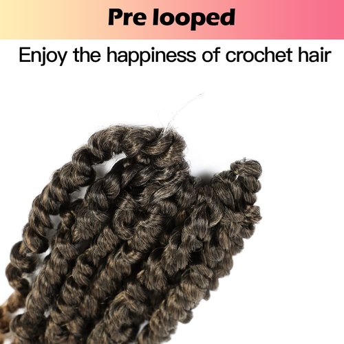 Niseyo 8 Inch Passion Twist Hair Pre-twisted 8 Packs Pre-looped Crochet Passion Twist Crochet Hair Short Braids (8Packs, T27/Ombre Honey Blonde)