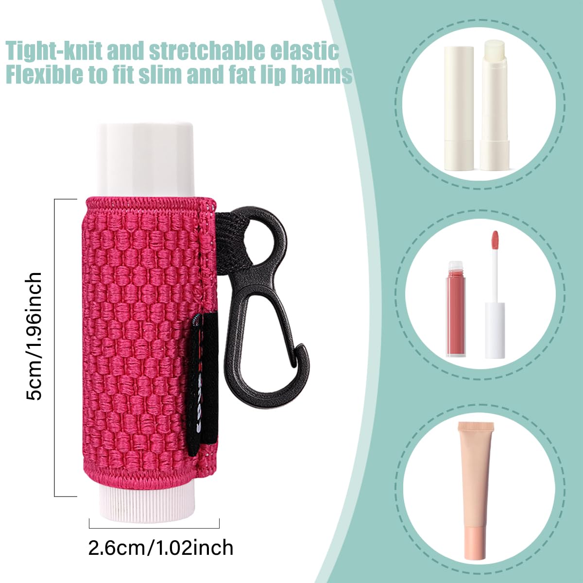 HEYSKAY Lip Balm Holder Sleeves Keychain Chapstick Elastic Sleeves