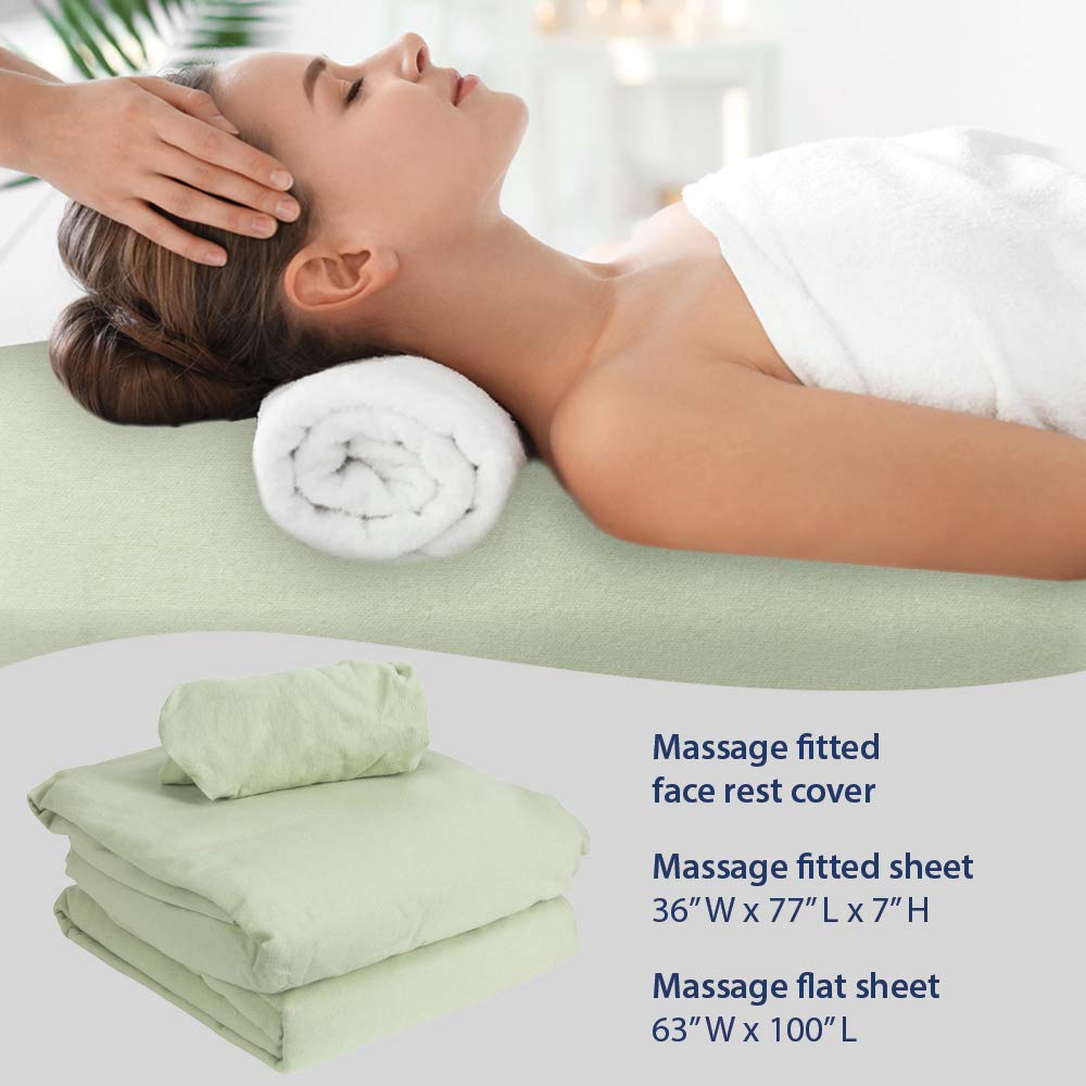 ForPro Premium Flannel 3-Piece Massage Sheet Set, Sage