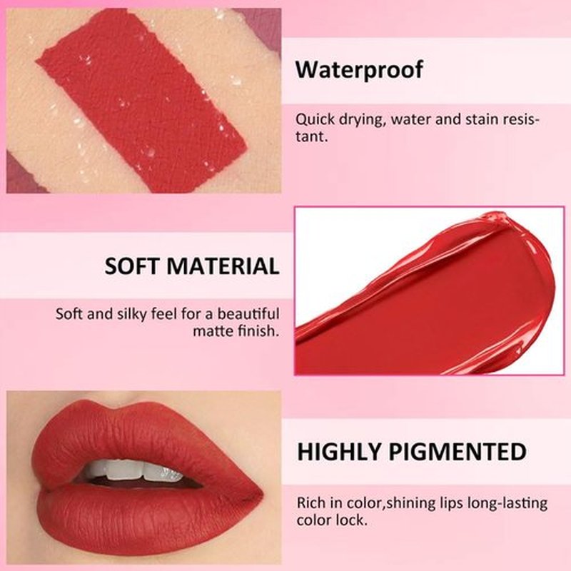 JUAAZIN Rufous Matte Liquid Lipstick, With Highly Pigmented and Rich Colors Lip Gloss, Long-Lasting Wear Non-Stick Cup Not Fade Waterproof Lipstick Makeup for Women(Rufous 09#)