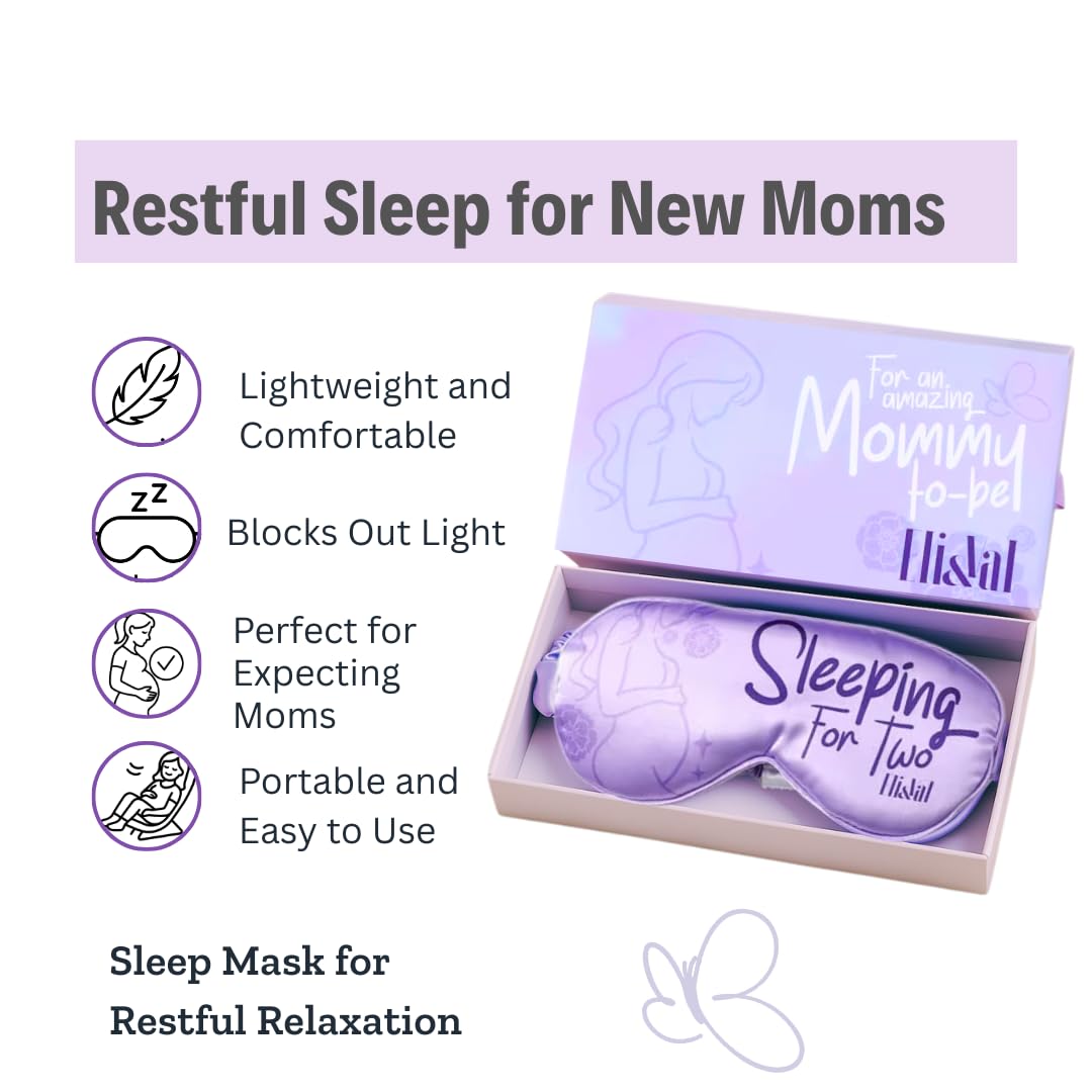 Eli & Val Mommy to Be Pregnancy Care Package – Soft Cotton Blend Maternity Sleep Mask with Elastic Closure and Fuzzy Socks Set, Purple