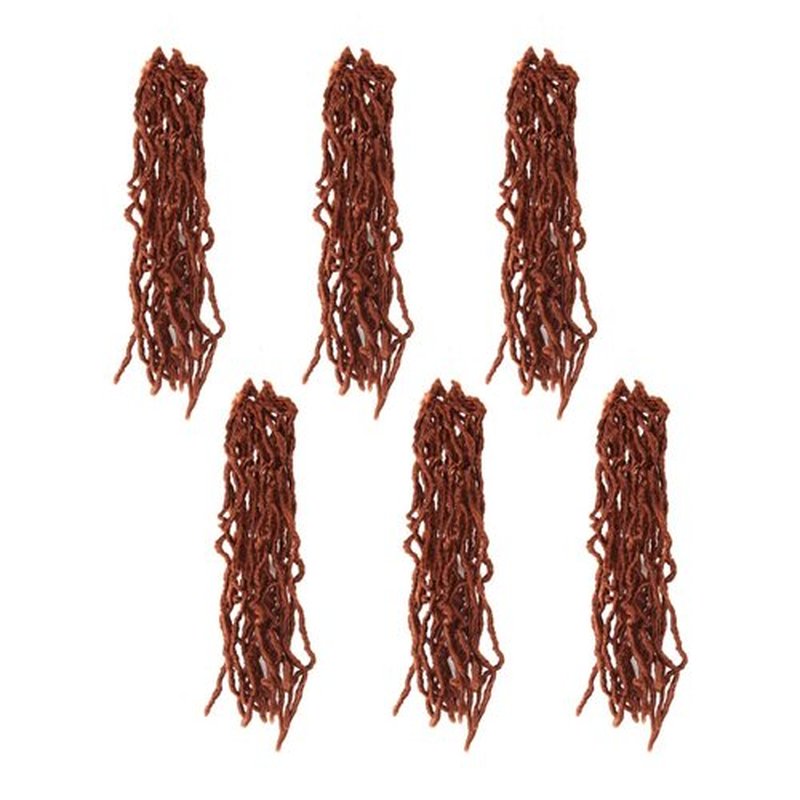 8 Inch Soft Locs Crochet Hair 6 Packs Short Straight Pre-looped New Faux Locs Crochet Hair, 350#(Ginger Red)