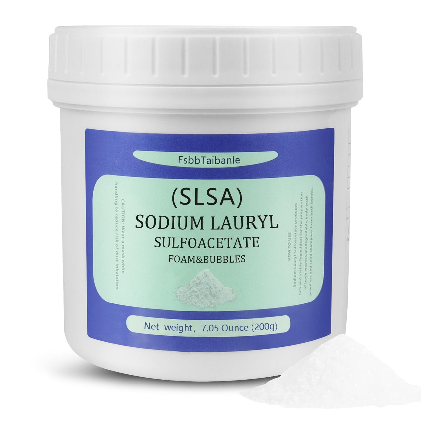7 Ounce of SLSA Powder for Bath Bomb Making, Premium Sodium Lauryl Sulfoacetate Powder, Sodium Lactate for soap Making, Gentle on The Skin. Suitable for Bath TrufflesCrafting Bath Bombs and More