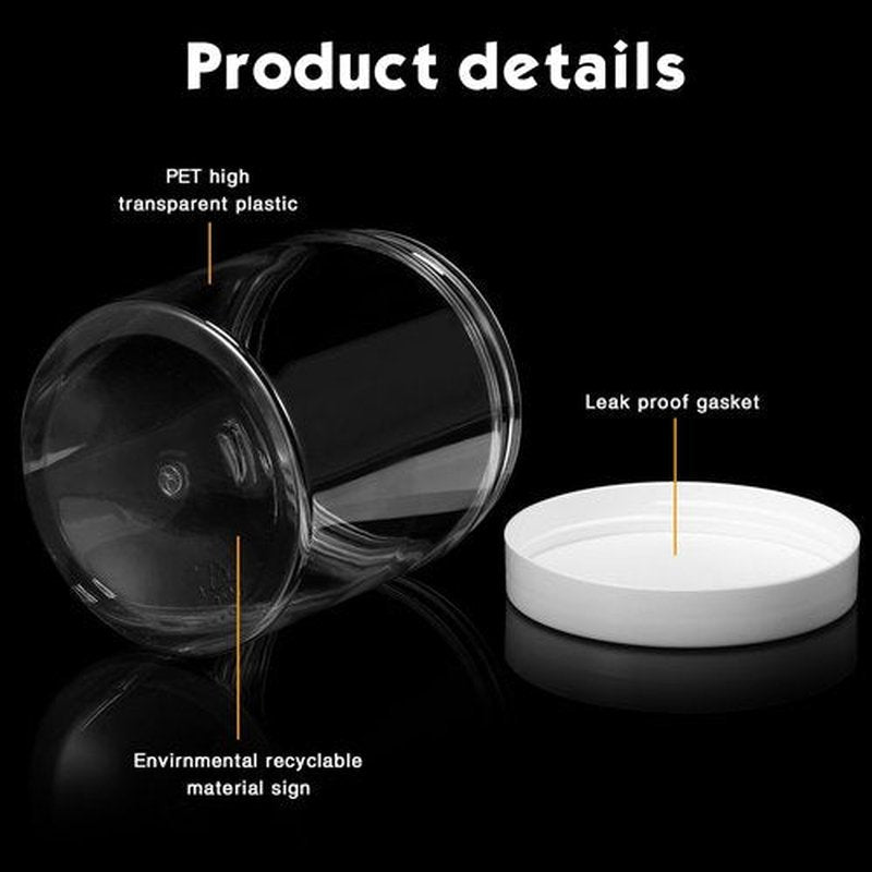 4 Pieces Round Clear Wide-mouth Leak Proof Plastic Container Jars with Lids for Travel Storage Makeup Beauty Products Face Creams Oils Salves Ointments DIY Making or Others (White,16 Ounce)