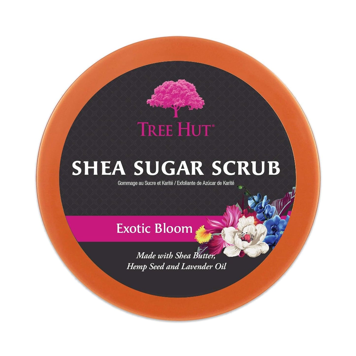 Tree Hut Exotic Bloom Shea Sugar Scrub, Exfoliating, Hydrating & Moisturizing Body Scrub with Shea Butter & Nourishing Essential Oils, Smooth & Soften Skin, 18 oz